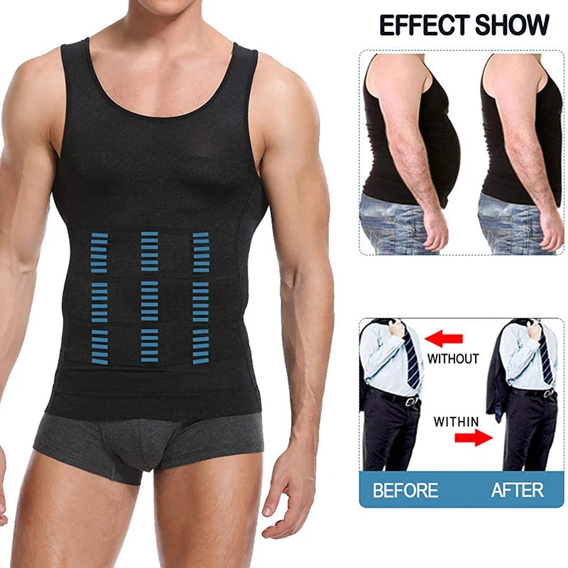 Mens  Body Shaper Vest Shirt Abs Compression