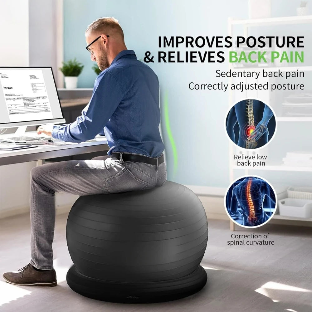 Yoga Ball Chair Exercise with Base & Bands