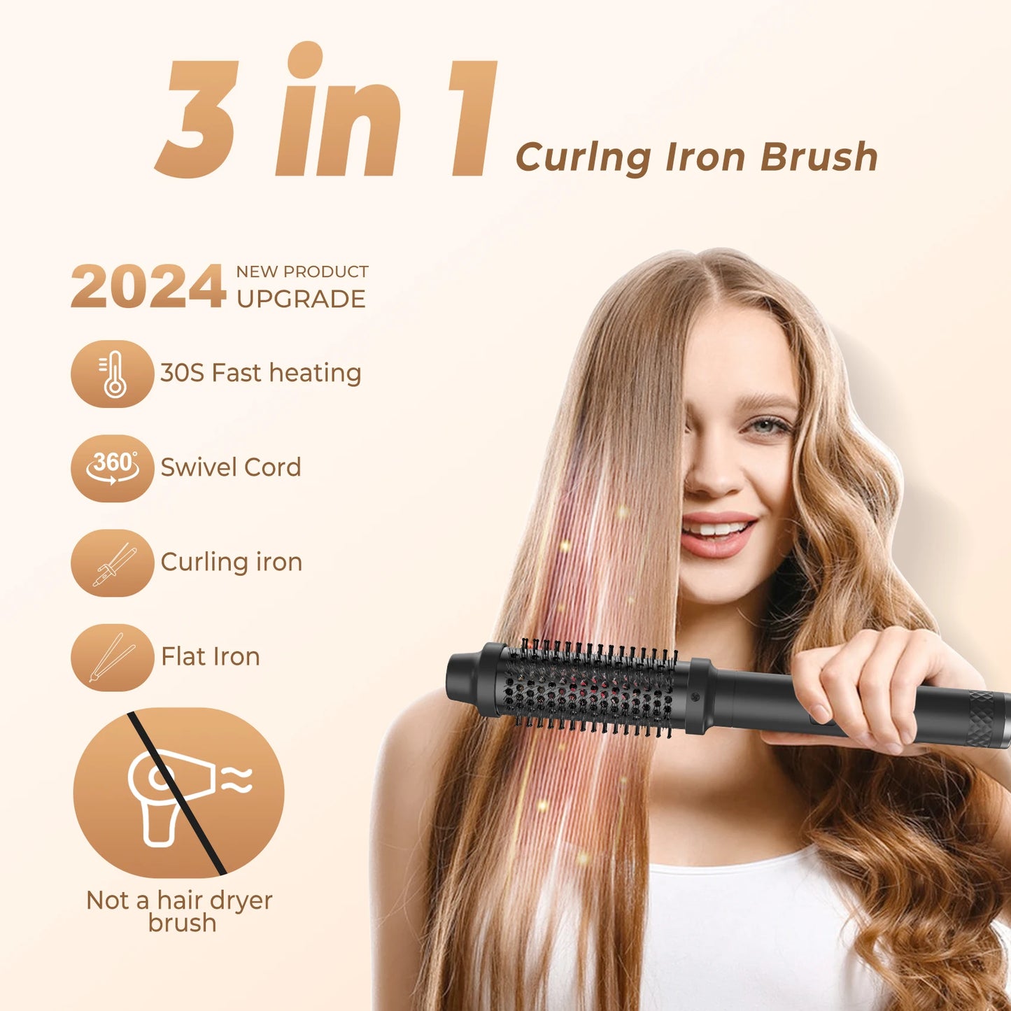 1 Inch Ceramic Tourmaline Ionic Hair Curler Hot Brush