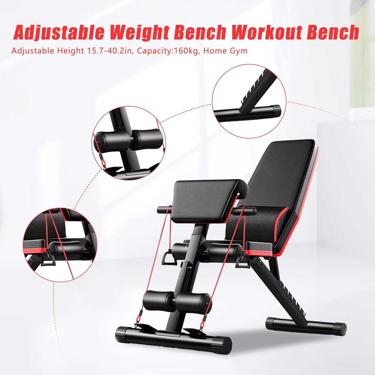 Adjustable Weight Bench Full Body Workout Foldable