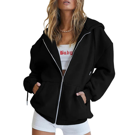 Women Sports Hoodies Zipper Jacket