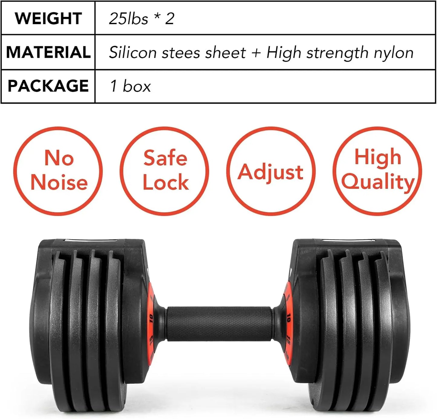 25/55 lbs Pair Adjustable Dumbbell Set,