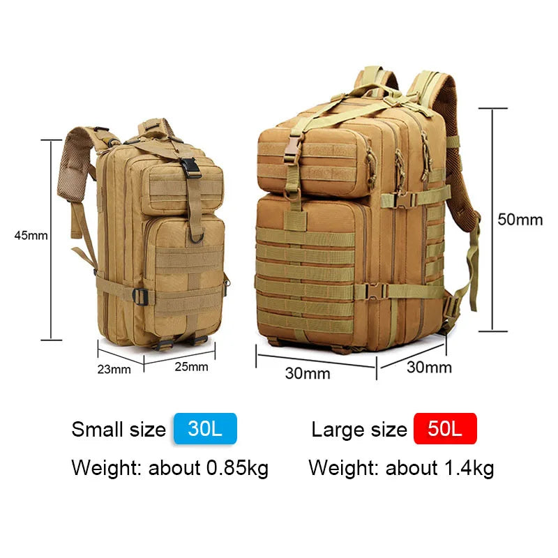 30L/50L Tactical Backpack Men Outdoor Hiking Backpack