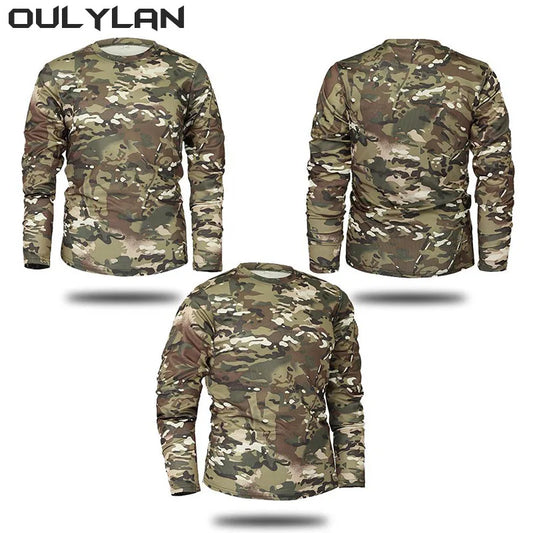 Oulylan Autumn Spring Men Long Sleeve Camouflage T-shirt