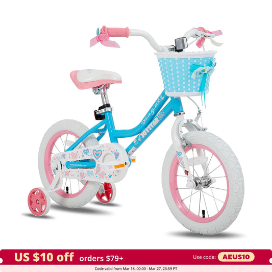 Girls Bike with Basket & Training Wheels, Foot Break