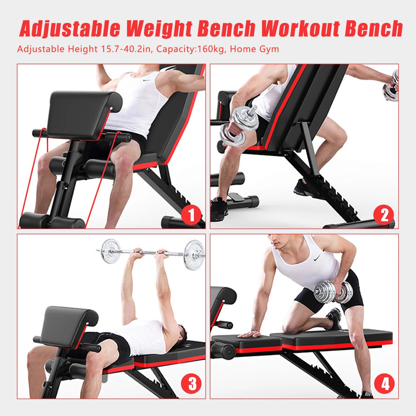 Adjustable Weight Bench Full Body Workout Foldable