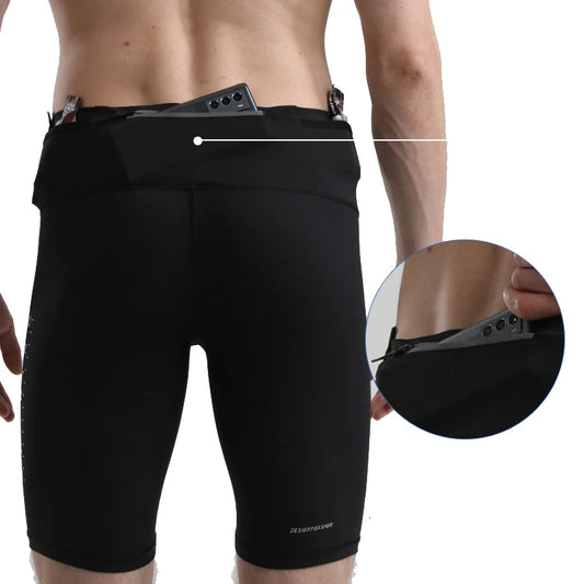 Men's Waist Bag Compression Shorts