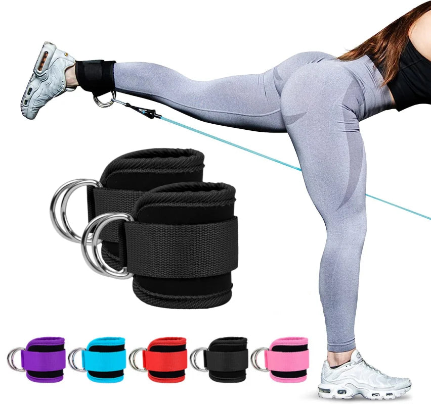 Gym Ankle Straps Double D-Ring Adjustable Neoprene Padded Cuffs