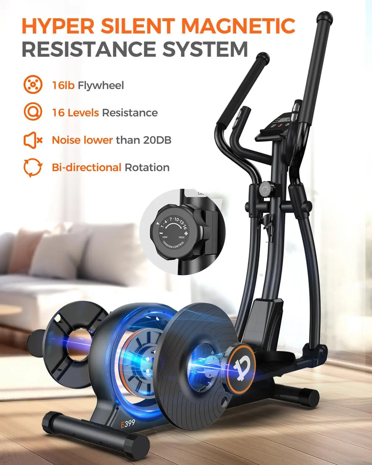 Elliptical Exercise Machine with 16-Level Resistance