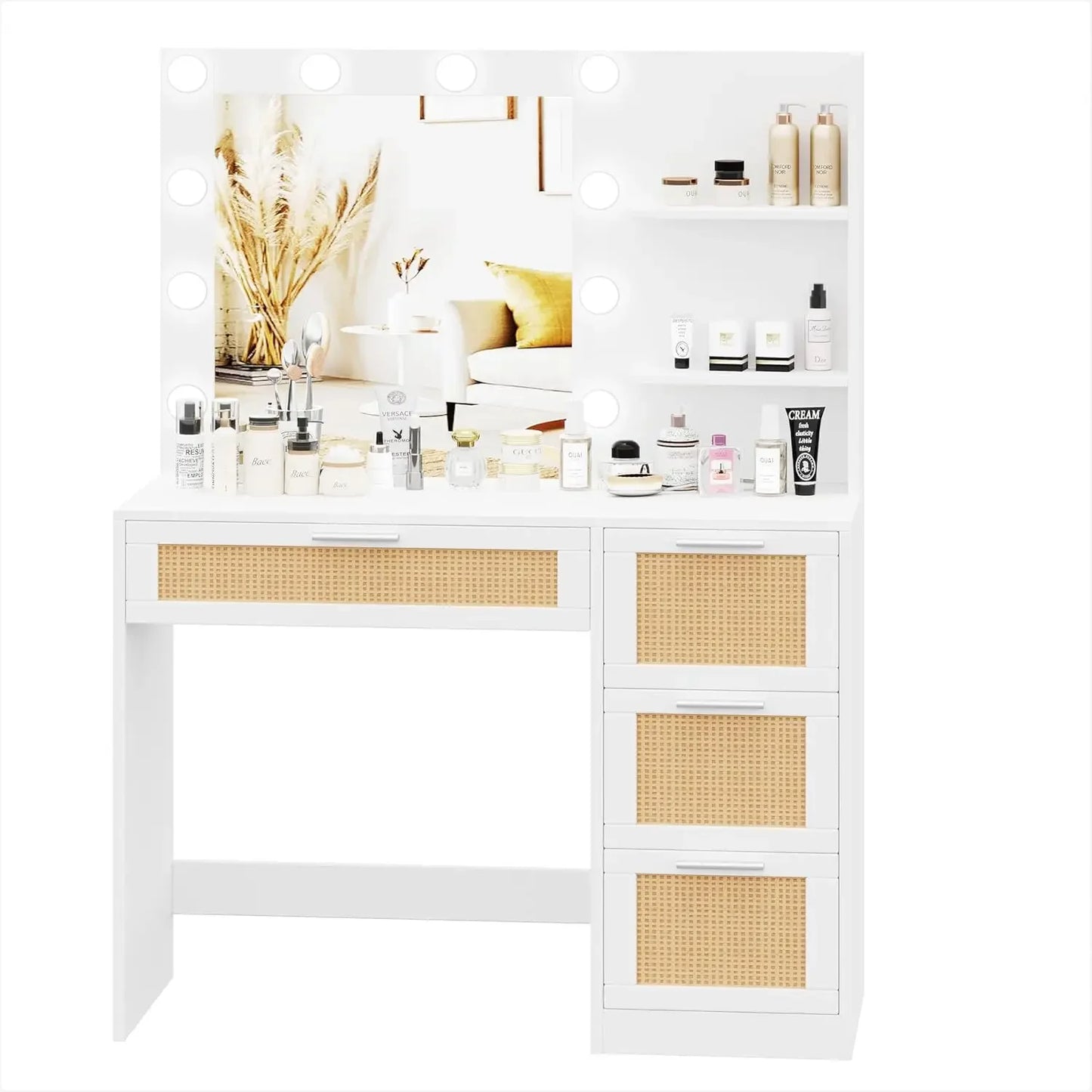 Makeup Vanity Table with Lighted Mirror